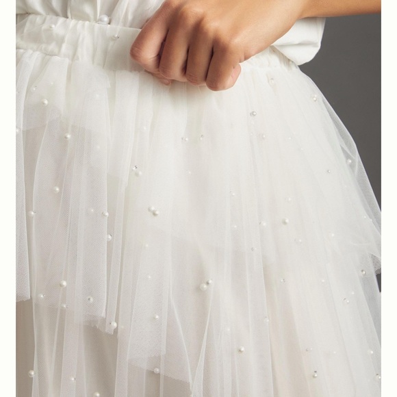 Anthropologie - Maeve Tulle & Pearl-Embellished Sheer Skirt - Medium - NWOT - Picture 7 of 12